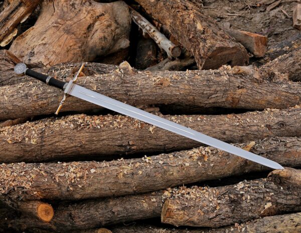 Polished J2 steel blade of handmade Witcher 3 inspired fantasy sword