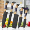 Handmade J2 Steel 5 Piece Chef Knife Set – Black Powder Coated Diamond Forged Kitchen Knives with Resin & Wood Handles