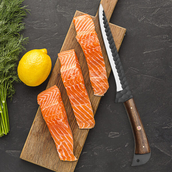Handmade J2 Steel 3 Piece Chef Knife Set – Black Powder Coated Diamond Forged Kitchen Knives with Wood Handles