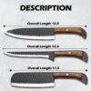 Handmade J2 Steel 3 Piece Chef Knife Set – Black Powder Coated Diamond Forged Kitchen Knives with Wood Handles