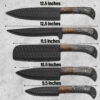 Handmade J2 Steel Chef Knife Set – Black Powder Coated Diamond Forged Kitchen Knives – 5 Piece Professional Cooking Knife Set