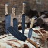 Custom Handmade 5 Piece Chef Knife Set with Leather Roll – Ash Wood Handle Kitchen Knife Set for Professional Cooking & BBQ