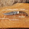 Handmade Damascus Folding Pocket Knife – Natural Stag Horn Handle EDC Knife – Damascus Bolster Hunting Knife – 7 Inch Custom Gift for Men