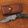 Handmade Damascus Folding Pocket Knife – Stag Horn Handle EDC Knife – Custom Damascus Steel Hunting Knife – Artisan Gift for Men