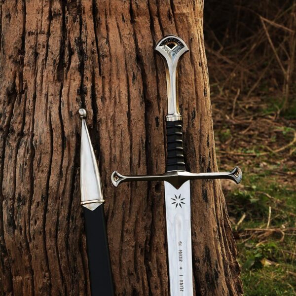 Detailed steel blade of handmade Anduril sword replica