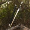 Premium Lord of the Rings inspired sword displayed outdoors
