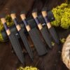 5 piece handmade black powder coated chef knife set with olive wood and resin handles