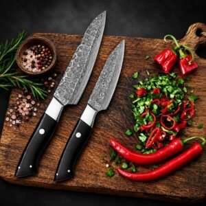Damascus steel kitchen knives handmade five-piece chef knife set